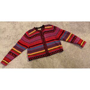 Vintage Chompas Cardigan Sweater Jacket Multicolor Stripes Knit Large